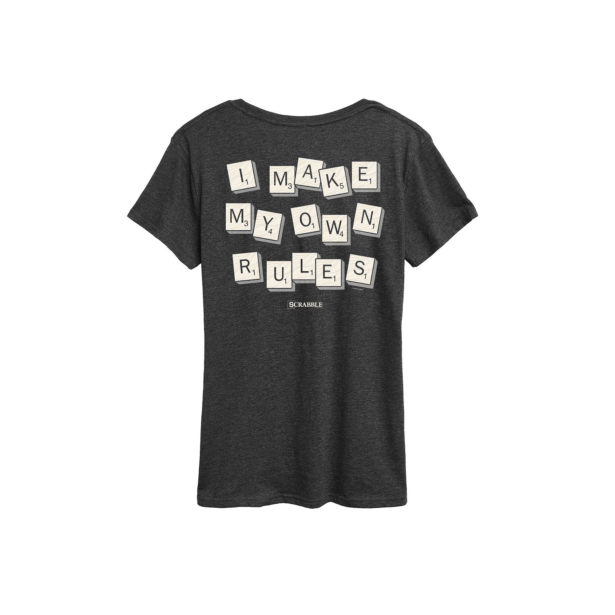 Womens Scrabble I Make My Own Rules Tee, Size: Small, Heather Grey