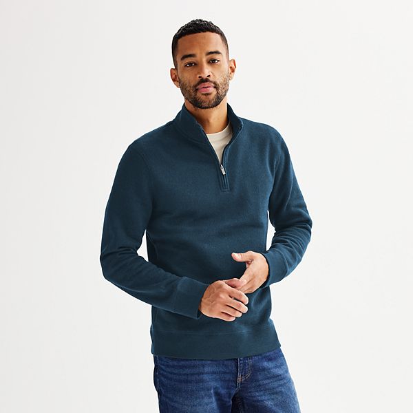 Men's Sonoma Goods For Life® Sweater Fleece Quarter Zip Pullover - Navy (XL)