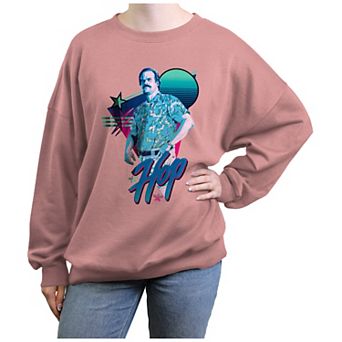 Juniors' Stranger Things Chief Hop Poster Graphic Fleece Pullover