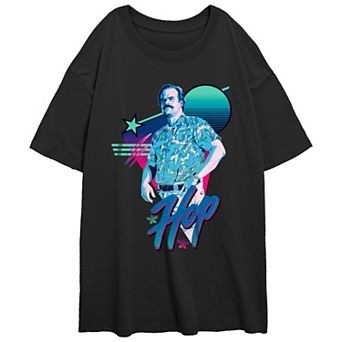 Juniors' Stranger Things Chief Hop Poster Oversized Graphic Tee