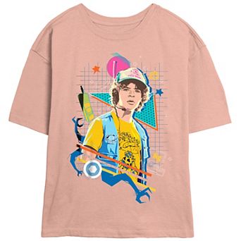 Juniors' Stranger Things Dustin Poster Skimmer Graphic Tee