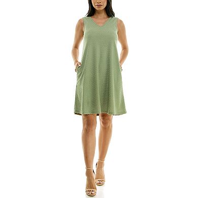 Women's Nina Leonard V-Neck Reversible Trapeze Dress