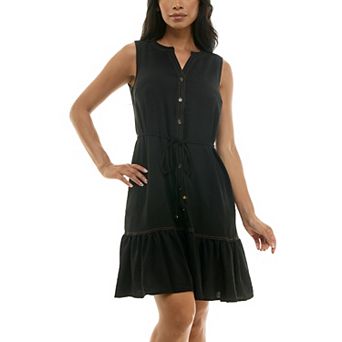Women's Nina Leonard Mandarin Collar Button Front Dress