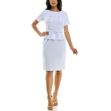 Women's Nina Leonard Boat Neck Peplum Dress