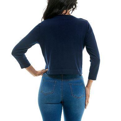 Women's Nina Leonard Pearl Detail Knit Bolero