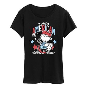 Women's Peanuts Linus American Baseball Graphic Tee