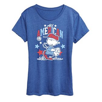 Women's Peanuts Linus American Baseball Graphic Tee