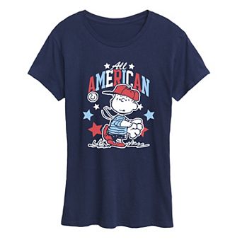 Women's Peanuts Linus American Baseball Graphic Tee