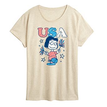 Women's Peanuts Marcie Pom Pom USA Graphic Tee