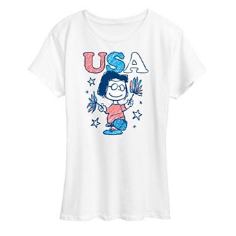Women's Peanuts Marcie Pom Pom USA Graphic Tee