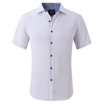 Tom Baine Slim Fit Performance Short Sleeve Geometric Button Down