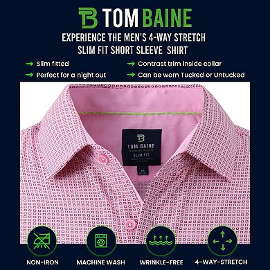 Tom Baine Slim Fit Performance Short Sleeve Geometric Button Down