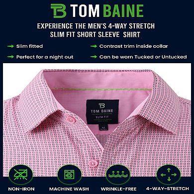 Tom Baine Slim Fit Performance Short Sleeve Geometric Button Down