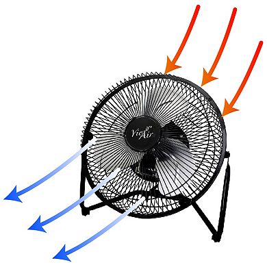 Vie Air 9 Inch High Velocity Tilting 3 Speed Metal Floor Fan