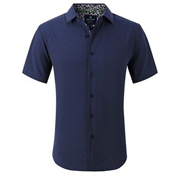 Tom Baine Slim Fit Performance Short Sleeve Geometric Button Down