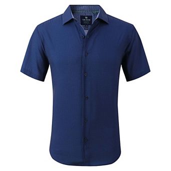 Tom Baine Slim Fit Performance Short Sleeve Geometric Button Down