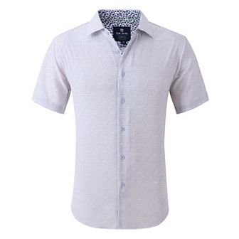 Tom Baine Slim Fit Performance Short Sleeve Geometric Button Down
