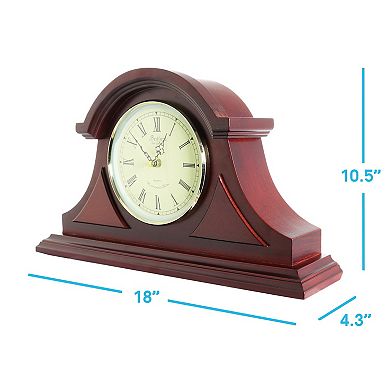 Bedford Clock Collection Redwood Tambour Mantel Clock With Chimes