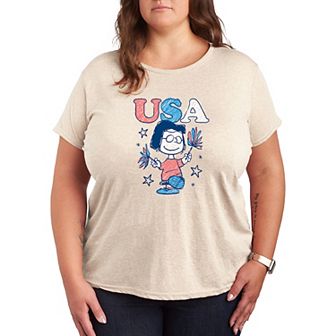 Plus Peanuts Marcie Pom Poms USA Graphic Tee