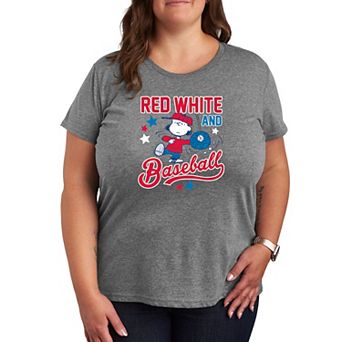 Plus Peanuts Red White Baseball Lucy Graphic Tee