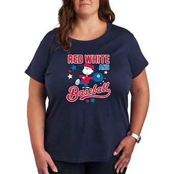 Plus Peanuts Red White Baseball Lucy Graphic Tee