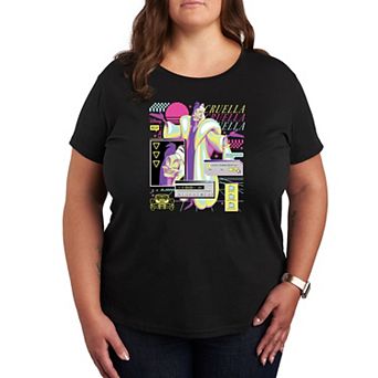 Disney's 101 Dalmations Cruella Plus Size Vapor Screen Graphic Tee