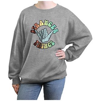 Juniors' Stranger Things Demogorgon Shaka Wave Graphic Fleece Pullover