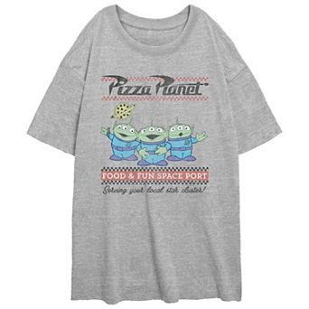 Juniors' Stranger Things Pizza Planet Food And Fun Oversized Graphic Tee