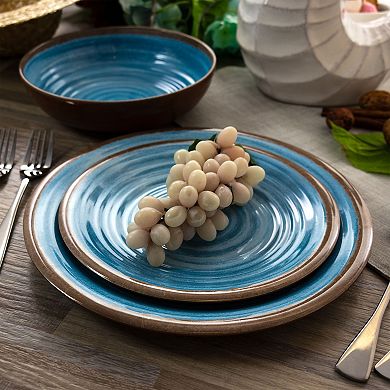 Elama RippLED Tides 12 Piece Lightweight Melamine Dinnerware Set