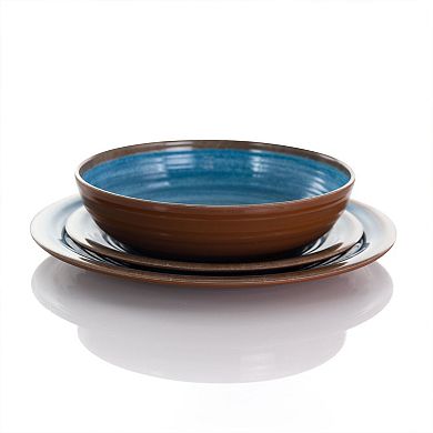 Elama RippLED Tides 12 Piece Lightweight Melamine Dinnerware Set