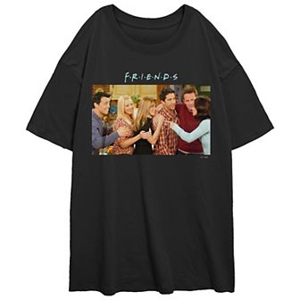 Juniors' Friends Group Scene Oversized Graphic Tee