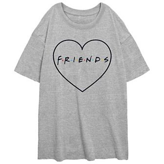 Juniors' Friends Heart Logo Oversized Graphic Tee