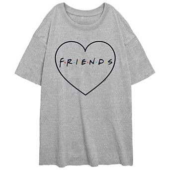 Juniors' Friends Heart Logo Oversized Graphic Tee