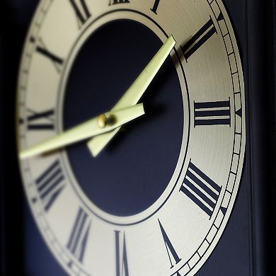 Bedford Clock Collection 27.5 Inch Wall Clock With Pendulum And Chimes In Chocolate Brown Oak Finish