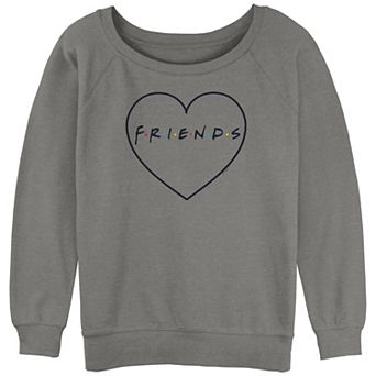 Juniors' Friends Heart Logo Graphic Slouchy Terry Pullover