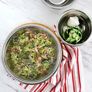 Oster Rosamond 3 Piece Stainless Steel Mixing Bowl Set in Silver