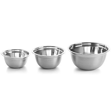 Oster Rosamond 3 Piece Stainless Steel Mixing Bowl Set in Silver