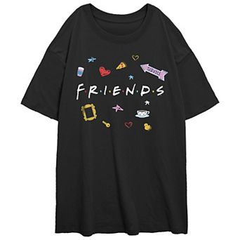 Juniors' Friends Icons Oversized Graphic Tee