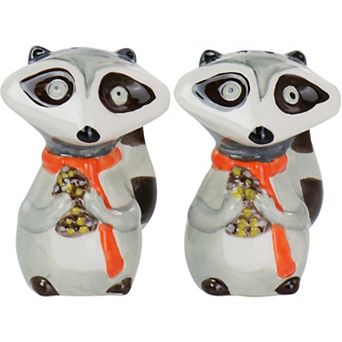 Gibson Home Woodland Raccoon 2 pc Hard Dolomite Salt and Pepper Set