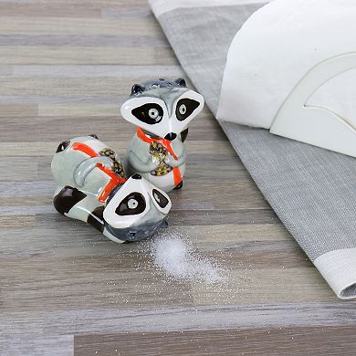 Gibson Home Woodland Raccoon 2 Piece Hard Dolomite Salt and Pepper Set