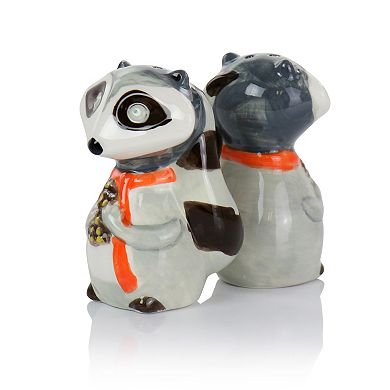 Gibson Home Woodland Raccoon 2 Piece Hard Dolomite Salt and Pepper Set