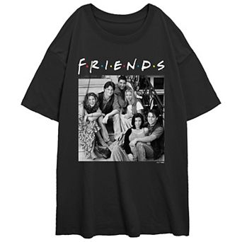 Juniors' Friends Stairs Group Photo Oversized Graphic Tee
