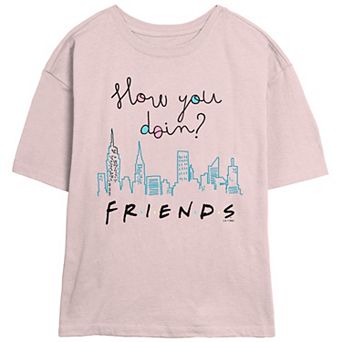 Juniors' Friends How You Doin' City Skyline Skimmer Graphic Tee