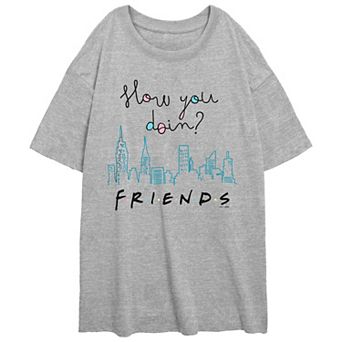 Juniors' Friends How You Doin' City Skyline Oversized Graphic Tee