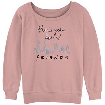 Juniors' Friends How You Doin' City Skyline Graphic Slouchy Terry Pullover