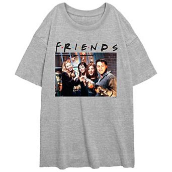 Juniors' Friends Long Poking Stick Scene Oversized Graphic Tee