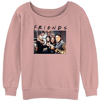 Juniors' Friends Long Poking Stick Scene Graphic Slouchy Terry Pullover