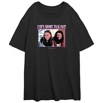 Juniors' Gilmore Girls Life's Short Talk Fast Oversized Graphic Tee