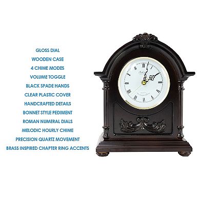 Bedford Clock Collection Wood Mantel Clock With Chimes