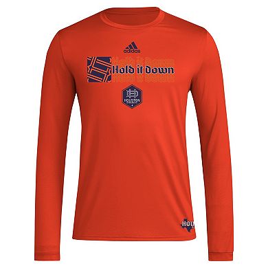 Men's adidas Orange Houston Dynamo FC 2024 Jersey Hook AEROREADY Long Sleeve T-Shirt